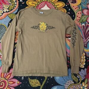 Vintage 90s Y2k Dragon Tattoo Graphic Long Sleeve T-Shirt Grunge Skater XL